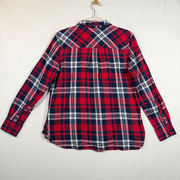 Woolrich Women’s Plaid Flannel Shirt Size Large Red Blue White Cotton - Picture 2 of 12